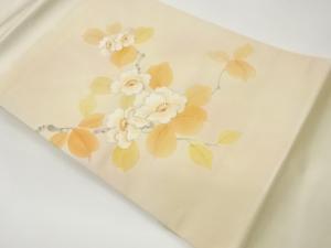 作家物　手描き花葉模様刺繍名古屋帯